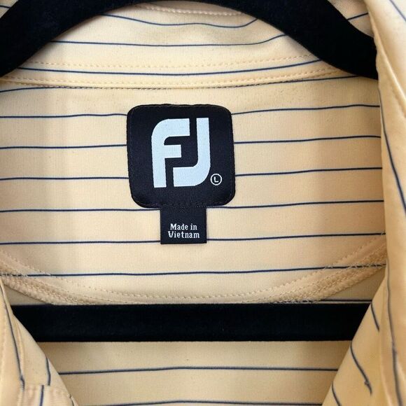 Foot Joy Yellow Striped Golf Polo Shirt Large - Picture 5 of 6